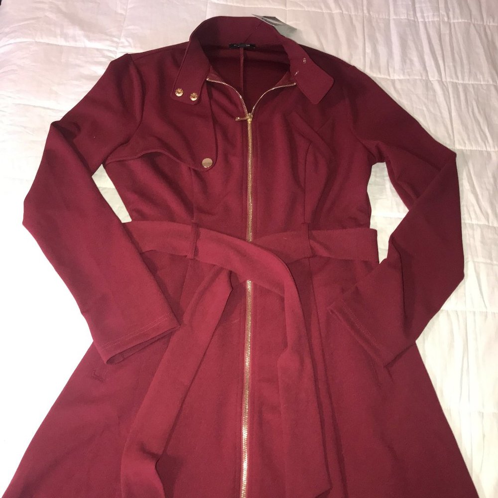 Long Collar Jacket - Burgundy